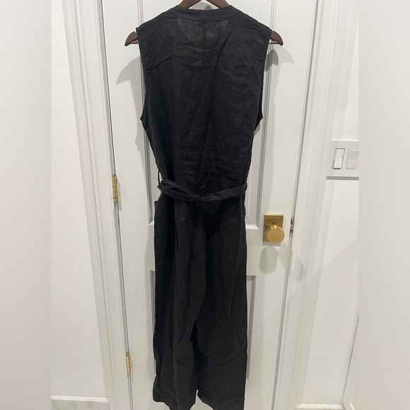 4our Dreamers Sleeveless Linen Jumpsuit Black Women’s Size L NWT - Picture 6 of 6